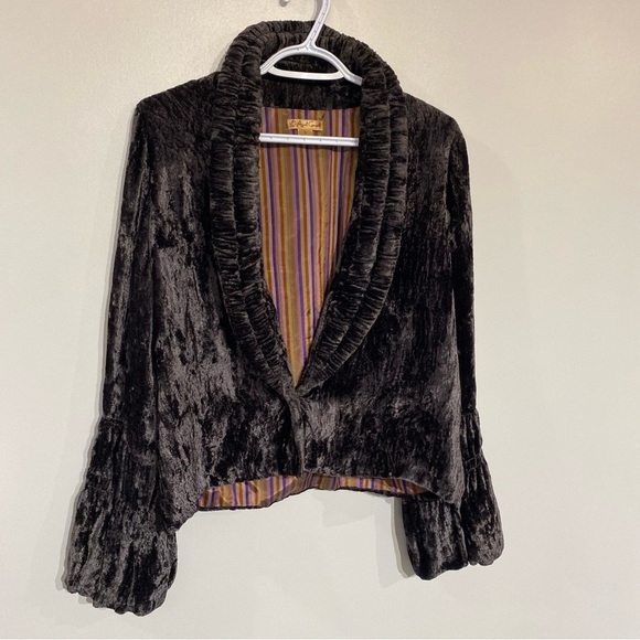 Vintage April Cornell blazer velvet quilted collar bell sleeve 100% Rayon - Picture 1 of 11